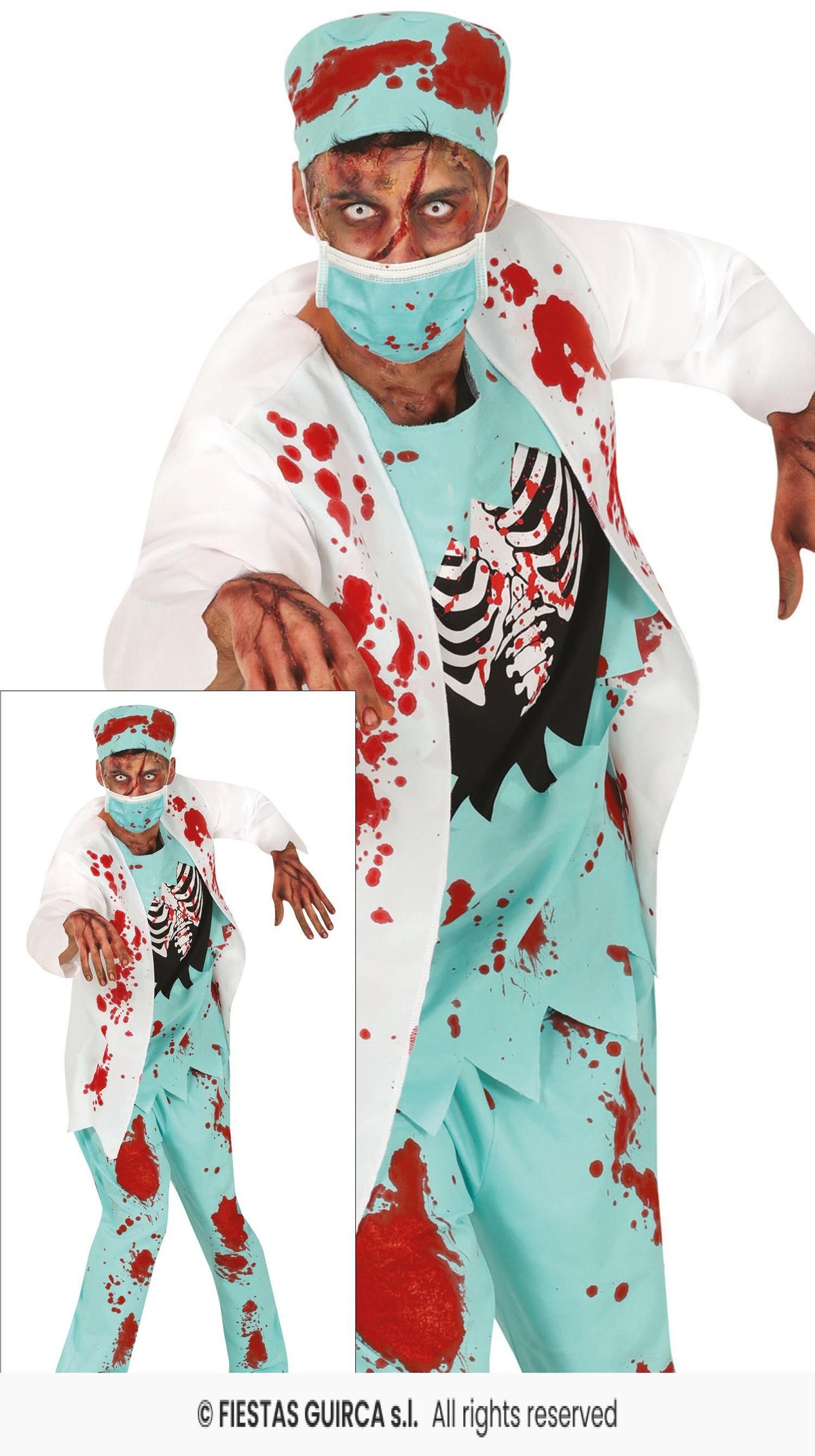 Adult White Coat & Scrubs Zombie Surgeon Costume
