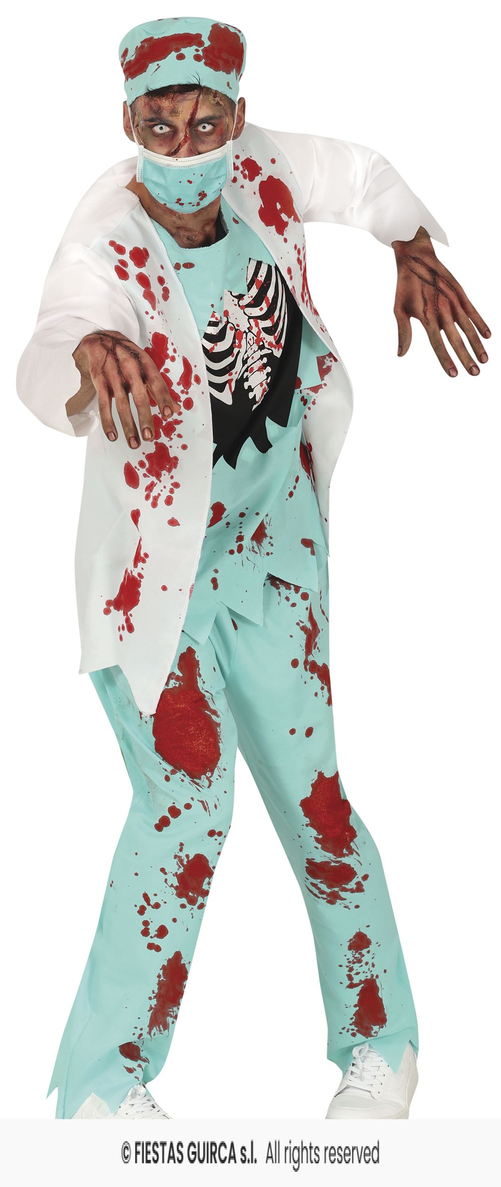 Adult White Coat & Scrubs Zombie Surgeon Costume