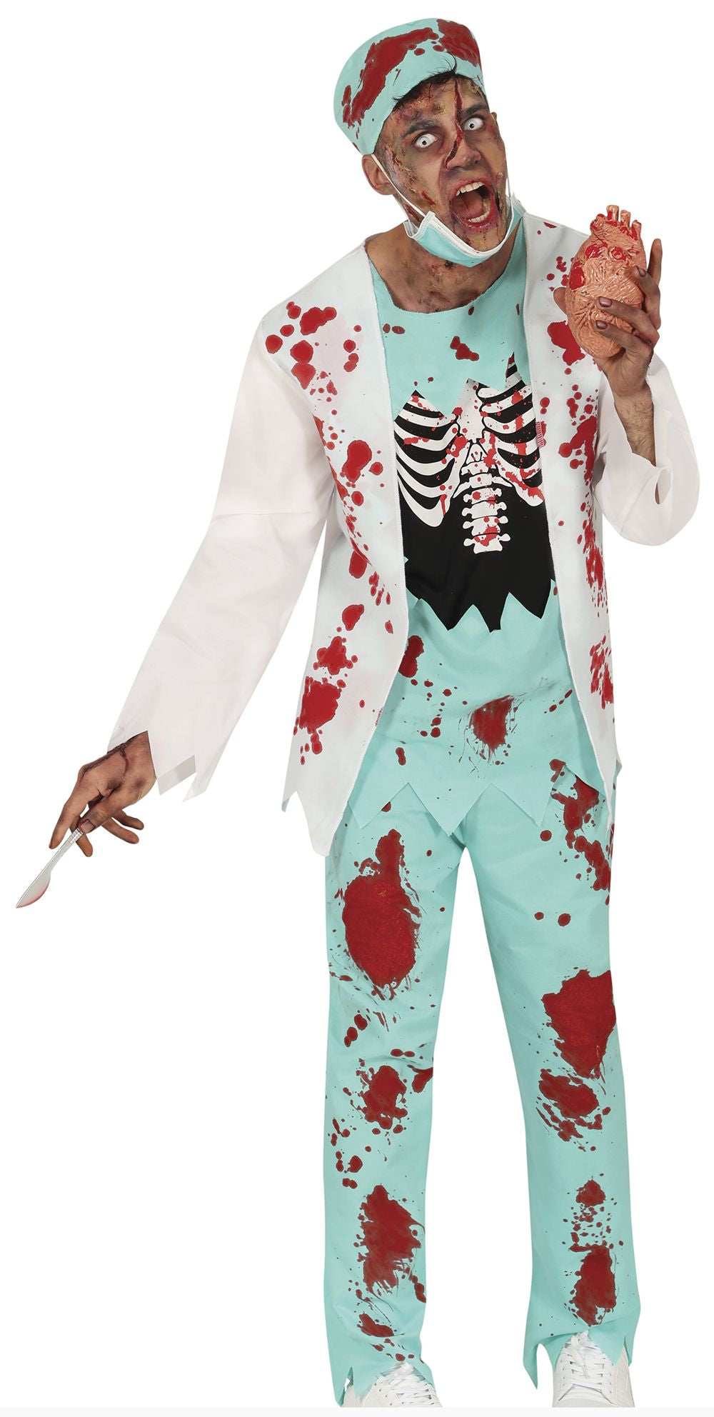 Adult White Coat & Scrubs Zombie Surgeon Costume