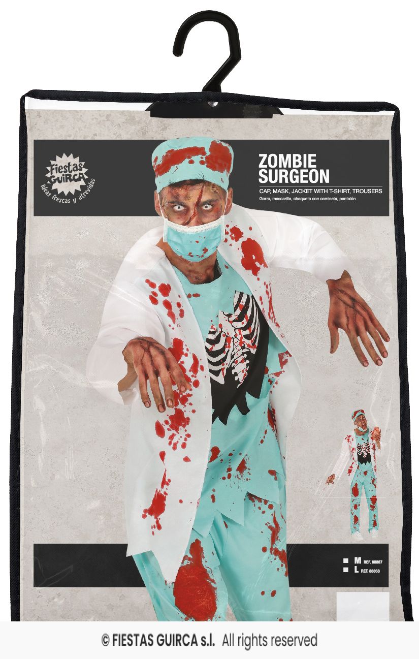Adult White Coat & Scrubs Zombie Surgeon Costume