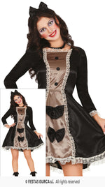 Black Ladies Doll Dress with Lace Trim