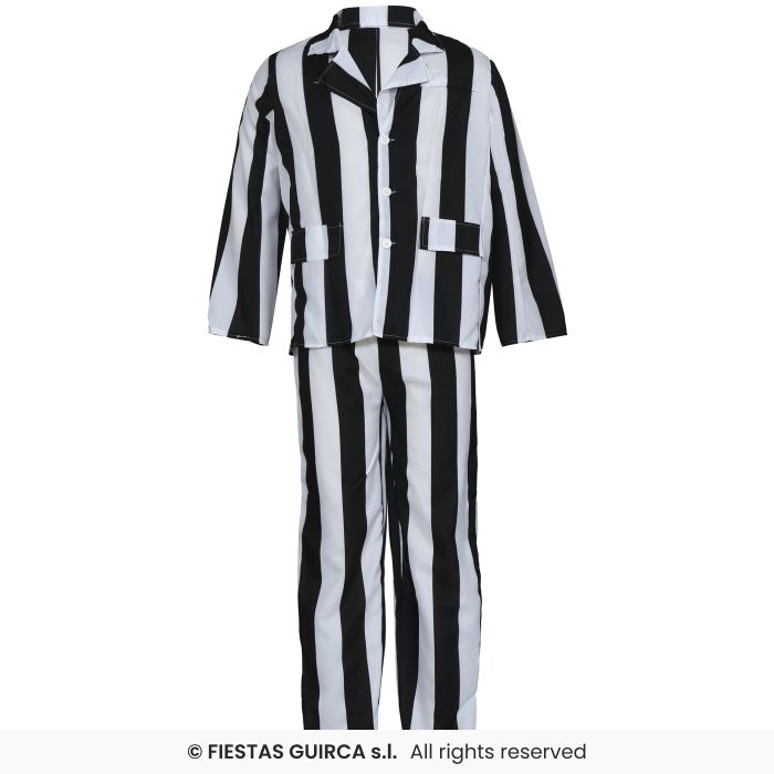 Adults Striped Striped Black & White Skeleton Costume