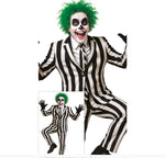 Adults Striped Striped Black & White Skeleton Costume