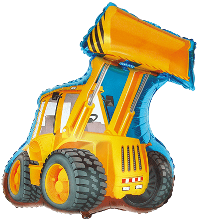 Yellow Construction Digger 32" Foil Shaped Balloon