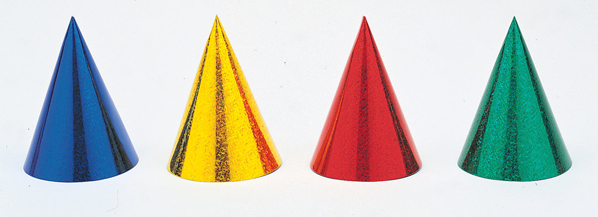 Holographic Cone Party Hats - 8pk