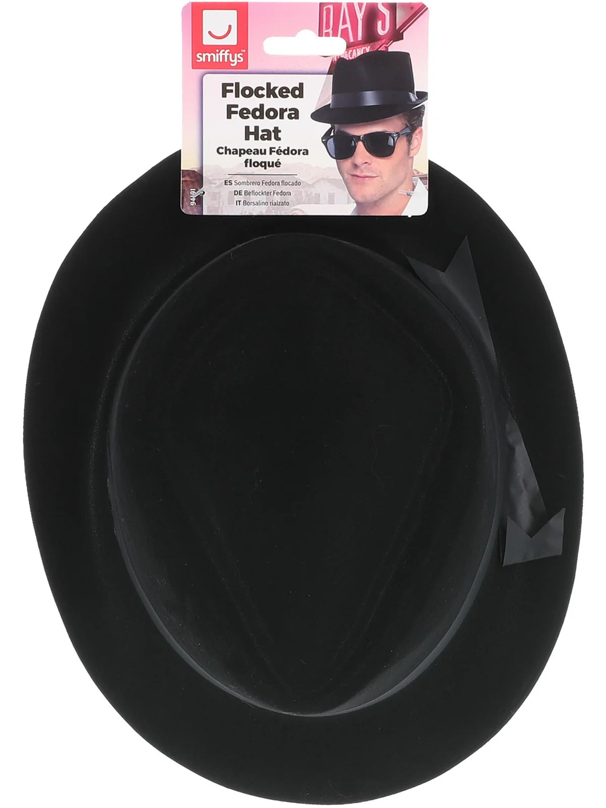 Flocked Fedora Hat - Black