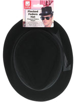 Flocked Fedora Hat - Black