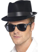 Flocked Fedora Hat - Black