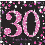 Pink 30th Birthday Celebration Napkins - 16pk