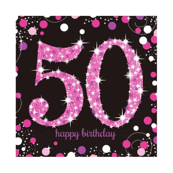 Pink 50th Birthday Celebration Napkins - 16pk