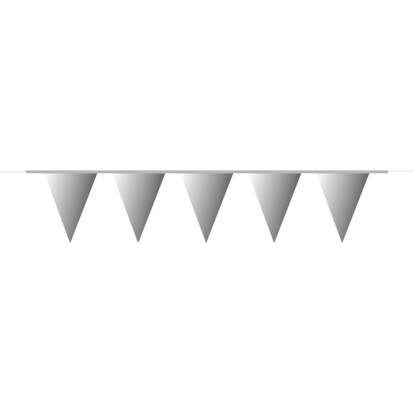 Silver Plastic Bunting 10m - 20 Flag