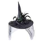 Deluxe Witches Hat - Black with Feathers