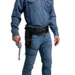 Deluxe Authentic Double Western Wandering Gunman Belt & Holster - Black