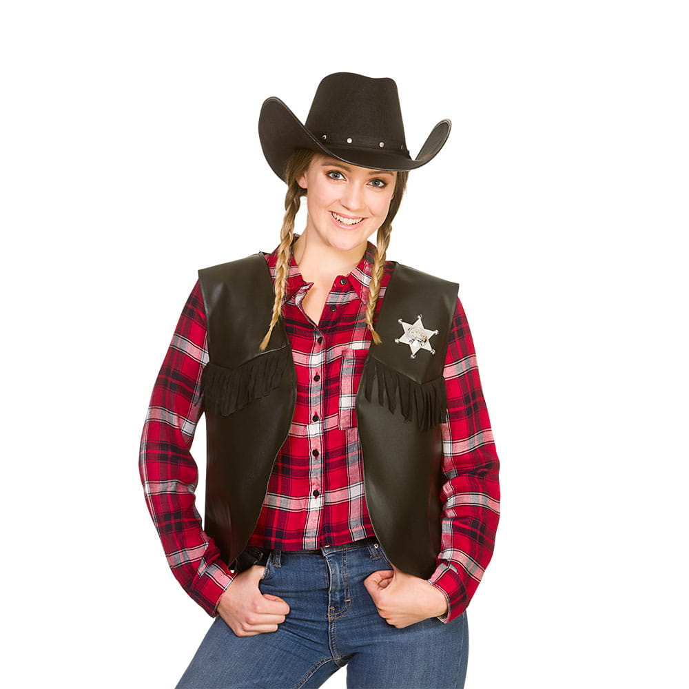Cowboy Sheriff Waistcoat - Black