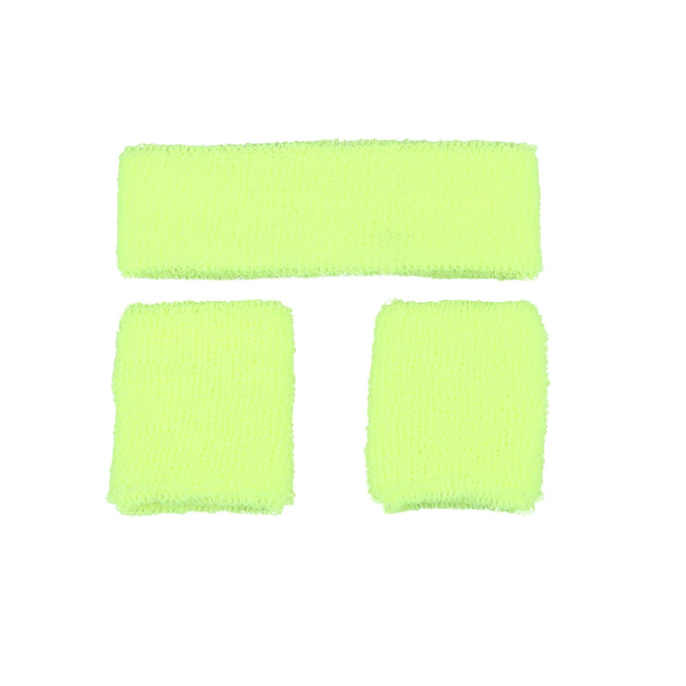 80's Sweatband & Wristbands - NEON YELLOW