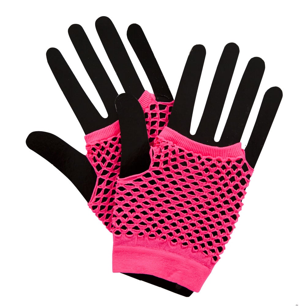 80's Net Gloves (Short) - NEON PINK