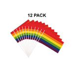 12 Pack Rainbow Hand Flags 30x17cm