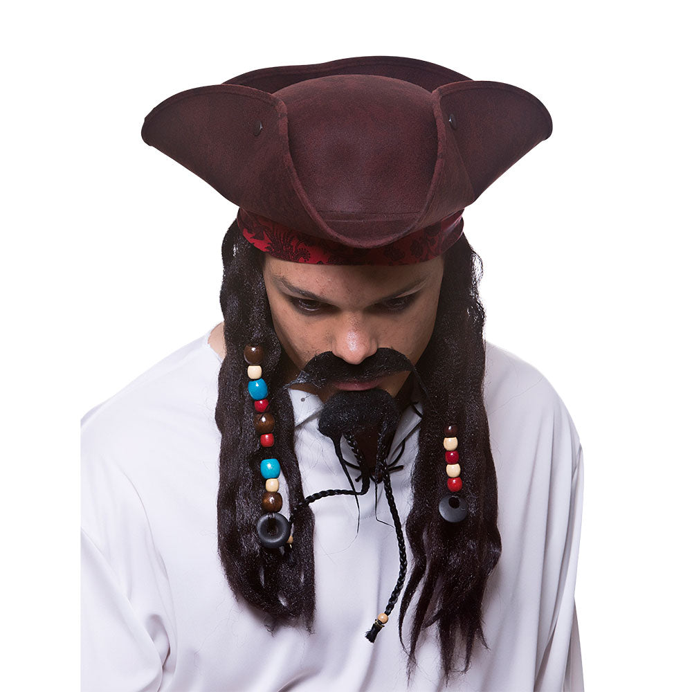 Super Deluxe Pirate Hat w/ Braids & Beads