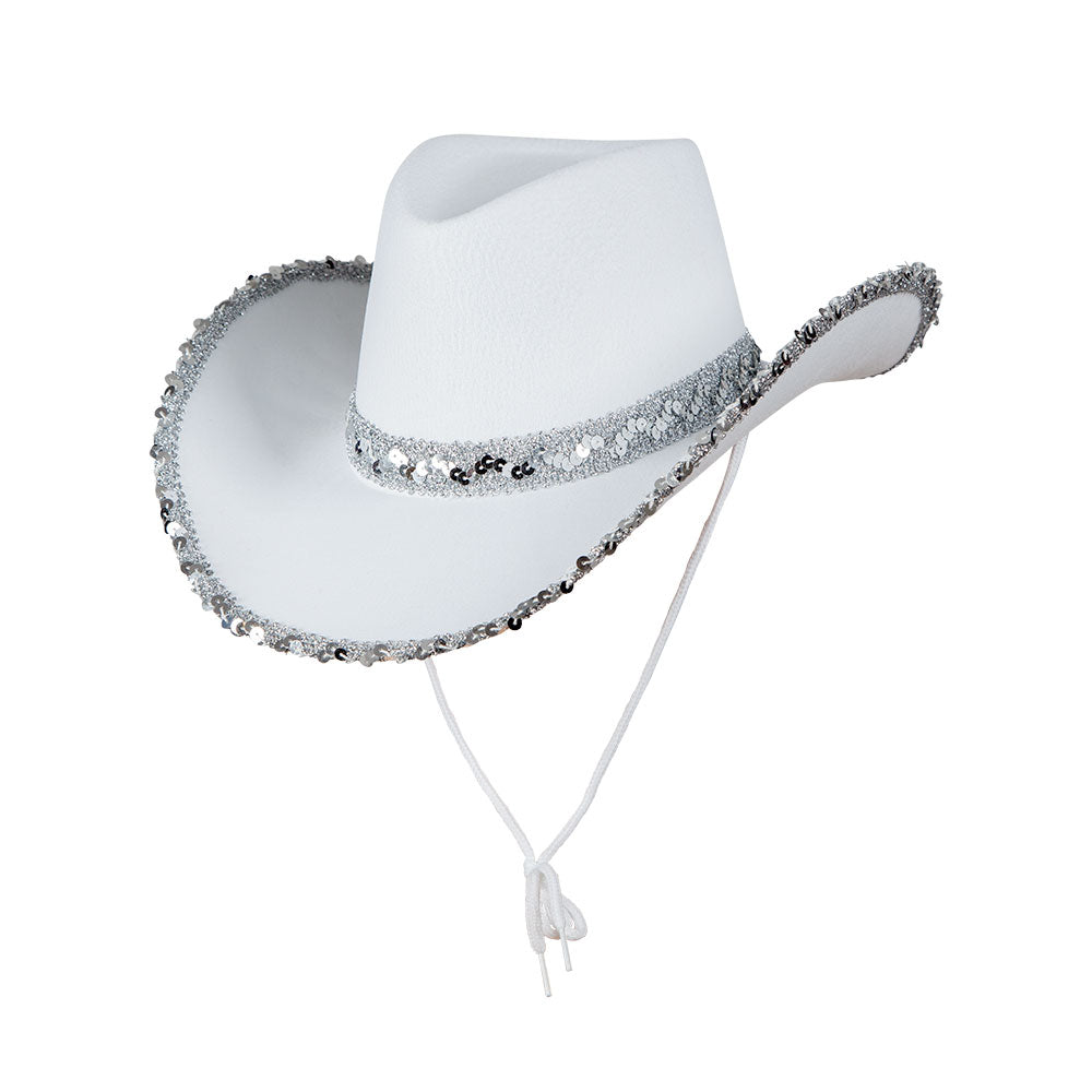 Texan Cowgirl Hat - White with Sequins