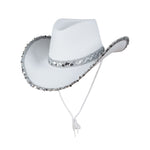 Texan Cowgirl Hat - White with Sequins