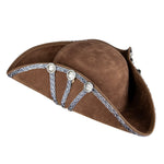 Deluxe Brown Pirate Hat w/Silver Trim