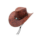 Wild Outback Cowboy Hat Brown Stressed Faux Leather Look