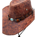 Wild Outback Cowboy Hat Brown Stressed Faux Leather Look