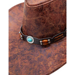 Wild Outback Cowboy Hat Brown Stressed Faux Leather Look