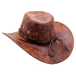 Wild Outback Cowboy Hat Brown Stressed Faux Leather Look