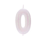 White Iridescent Moulded Number Candle 0-9