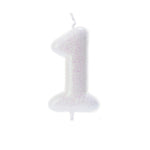 White Iridescent Moulded Number Candle 0-9