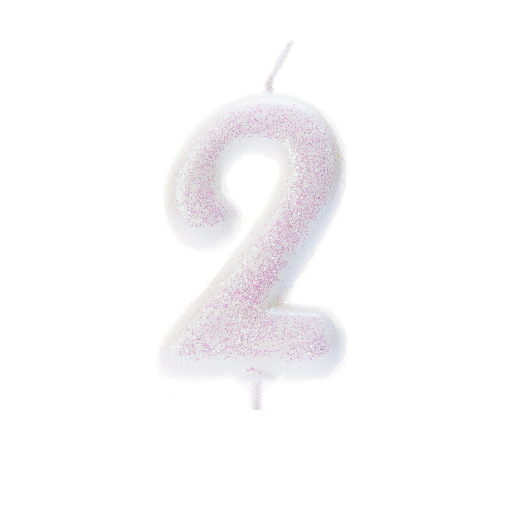 White Iridescent Moulded Number Candle 0-9