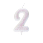 White Iridescent Moulded Number Candle 0-9