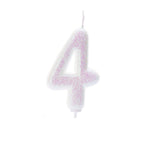 White Iridescent Moulded Number Candle 0-9