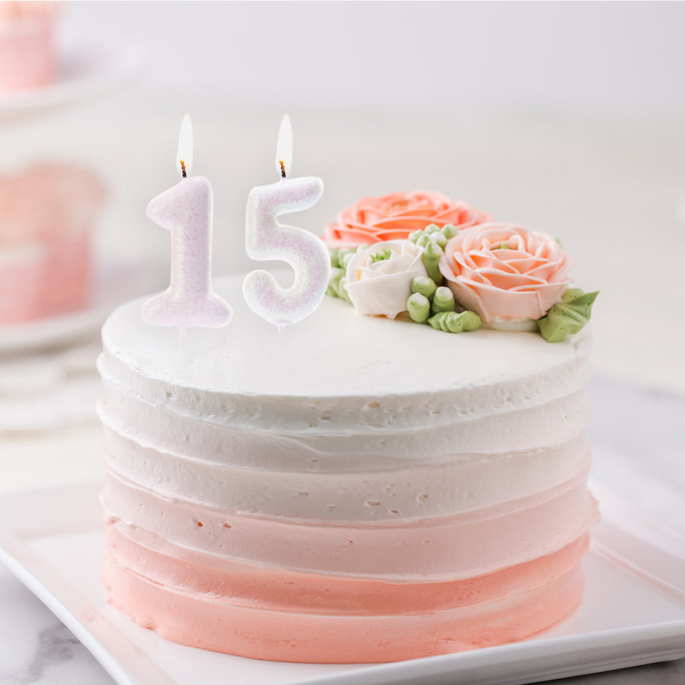 White Iridescent Moulded Number Candle 0-9