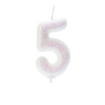 White Iridescent Moulded Number Candle 0-9