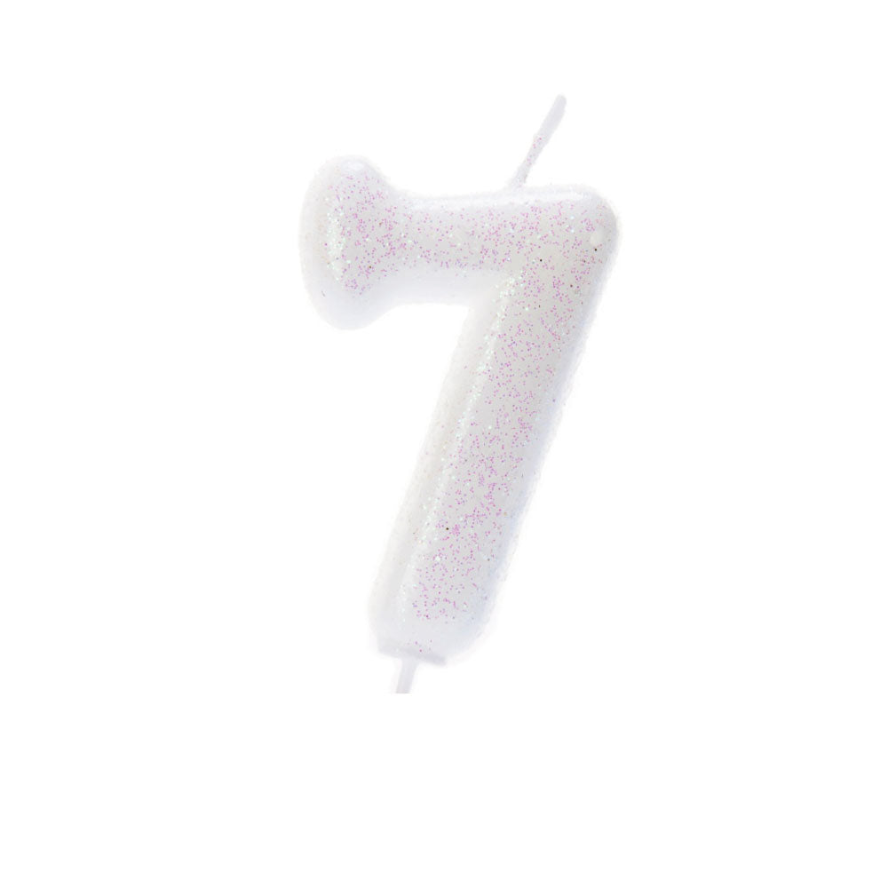 White Iridescent Moulded Number Candle 0-9