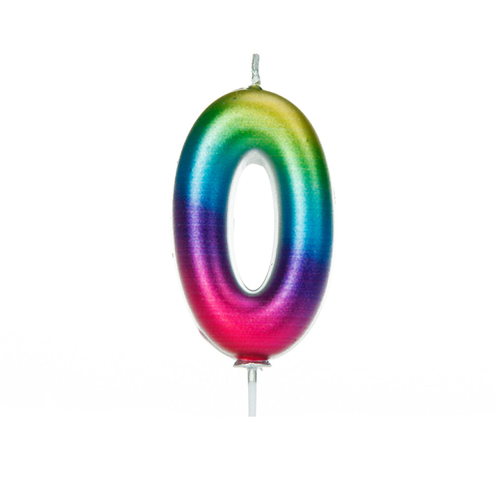 Rainbow Moulded Number Candle 0-9