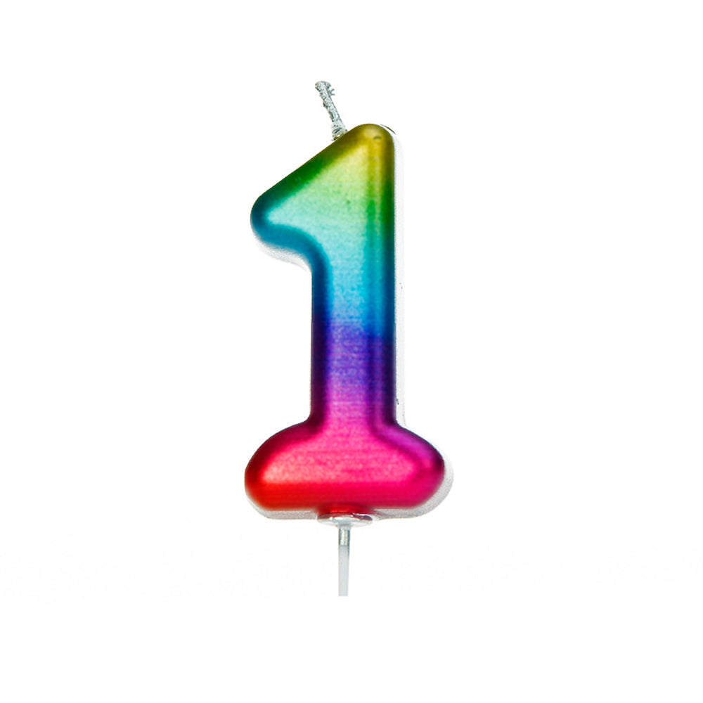 Rainbow Moulded Number Candle 0-9