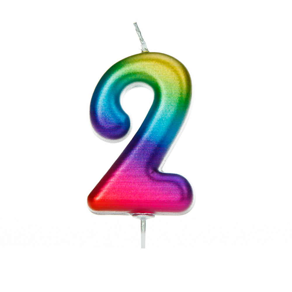 Rainbow Moulded Number Candle 0-9