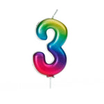 Rainbow Moulded Number Candle 0-9