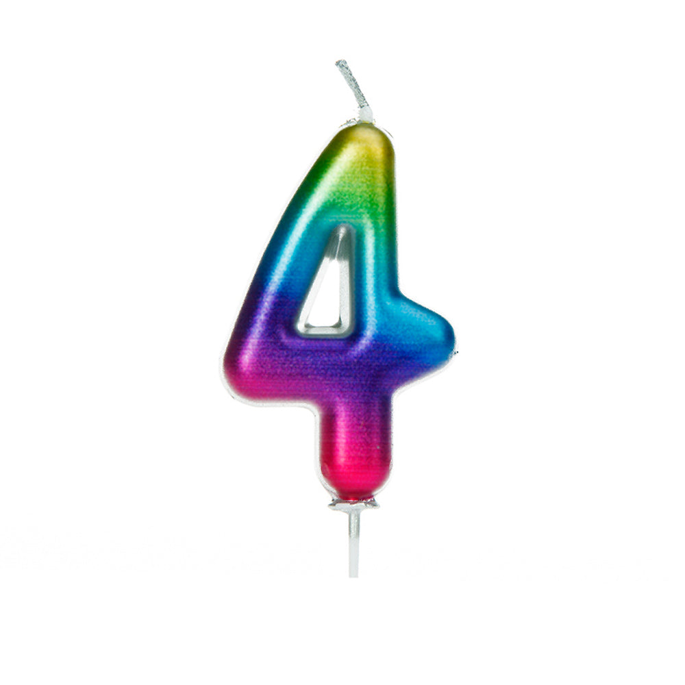 Rainbow Moulded Number Candle 0-9