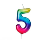 Rainbow Moulded Number Candle 0-9