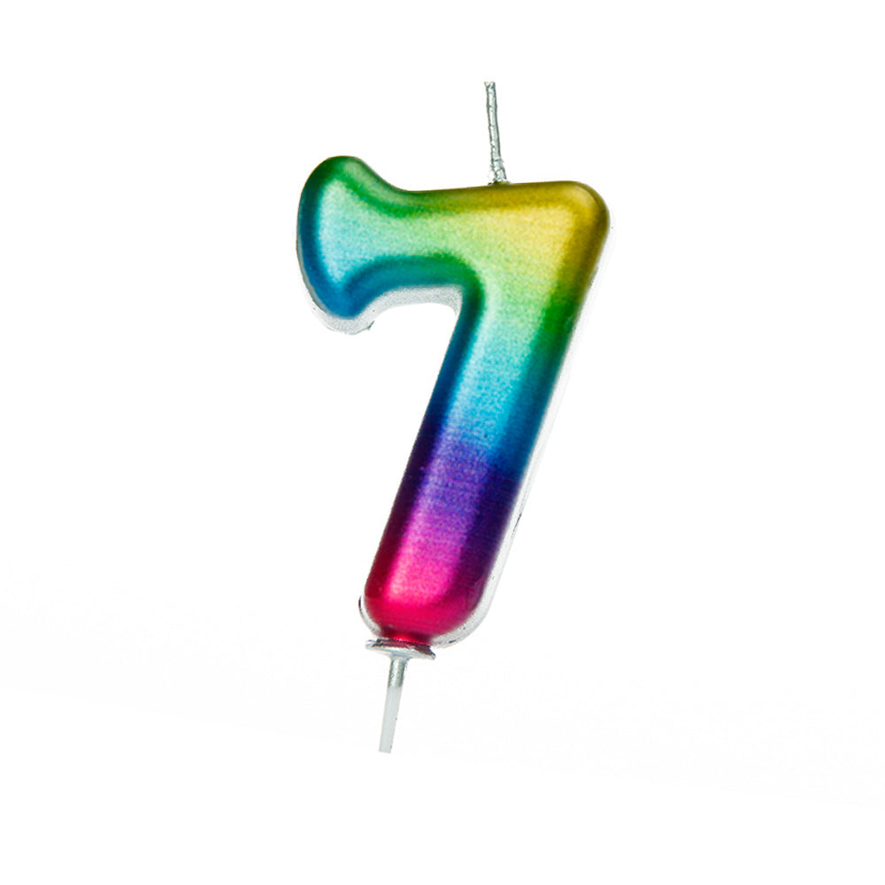 Rainbow Moulded Number Candle 0-9