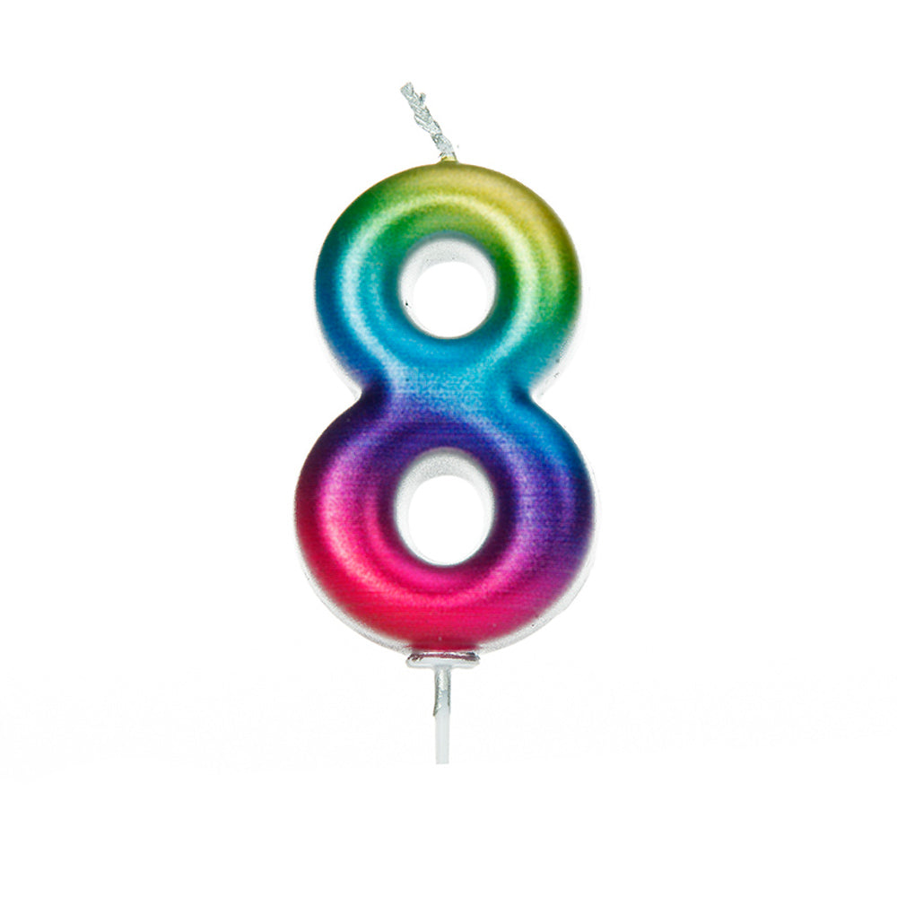 Rainbow Moulded Number Candle 0-9