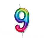 Rainbow Moulded Number Candle 0-9