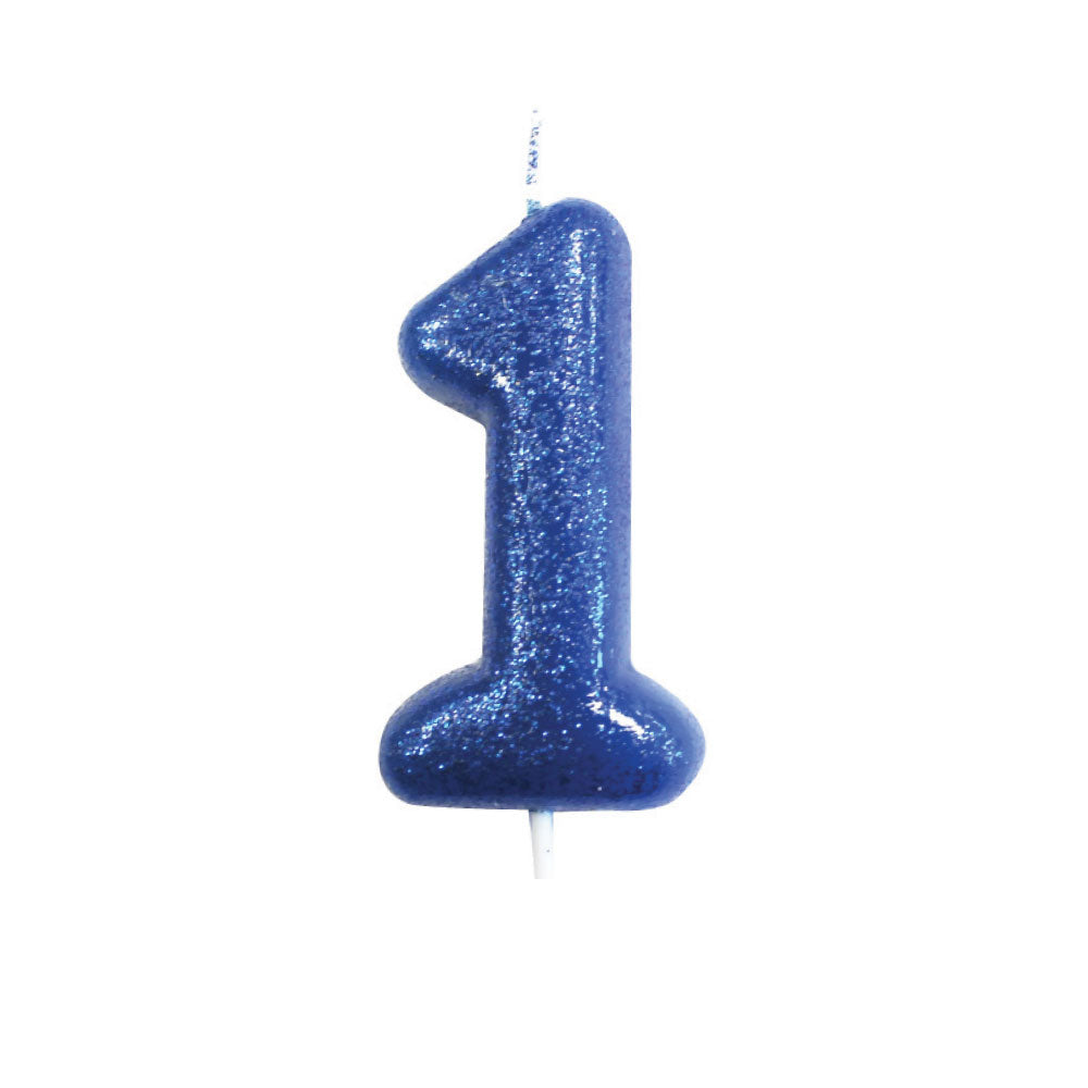 Blue Moulded Number Candle 0-9