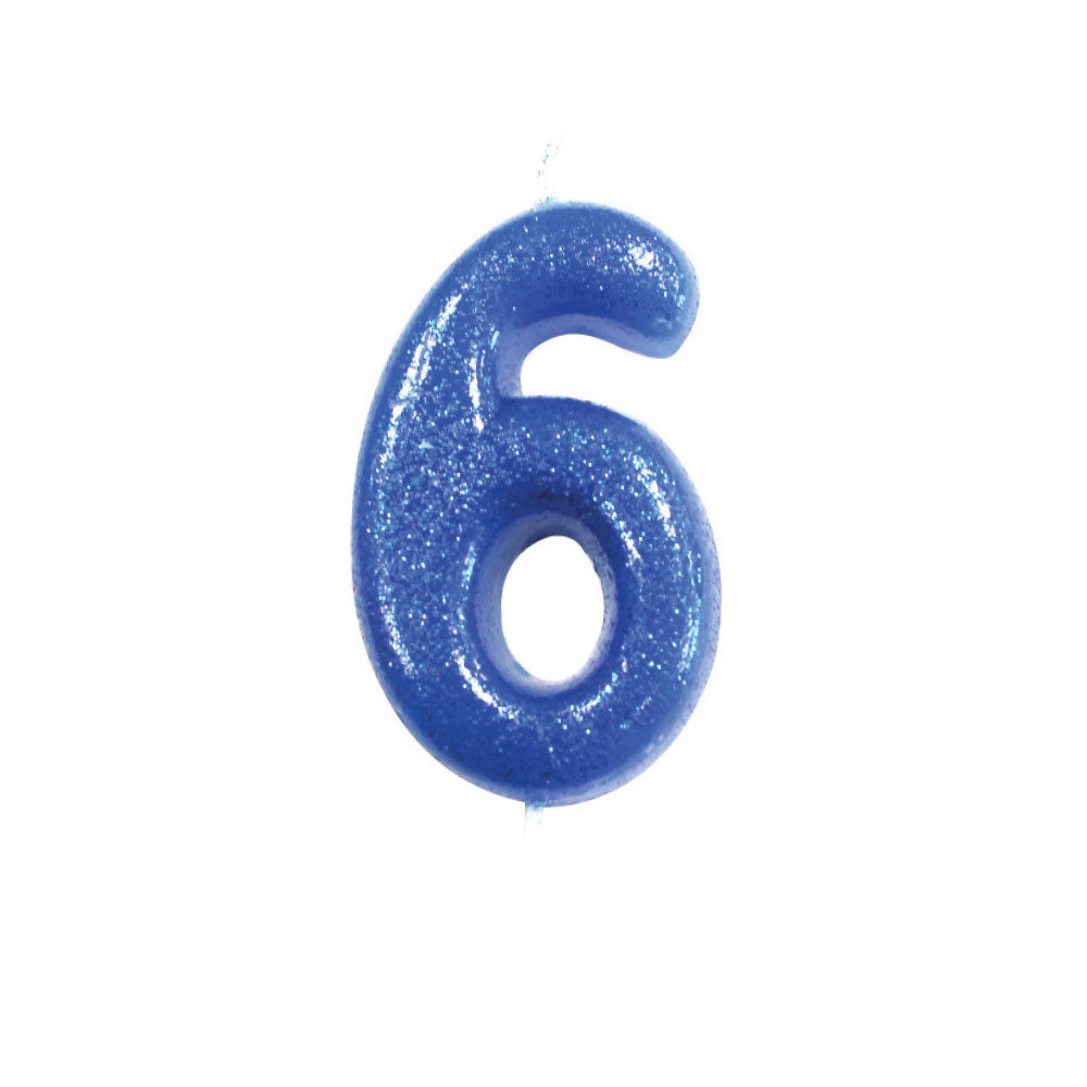 Blue Moulded Number Candle 0-9