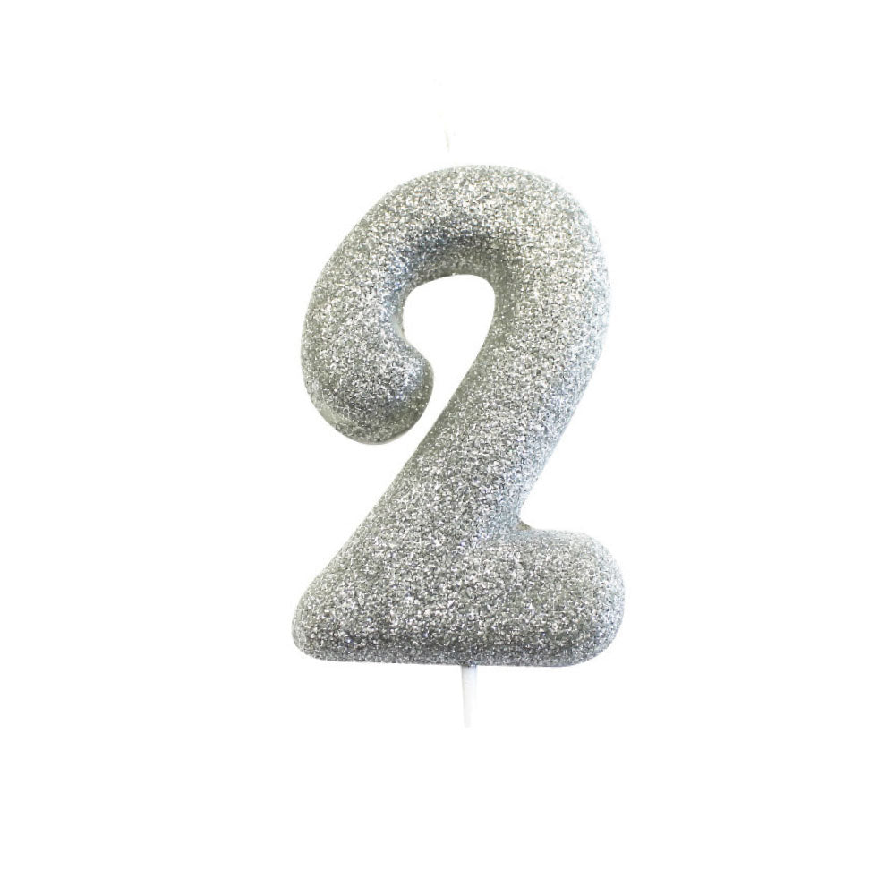 Silver Moulded Number Candle 0-9