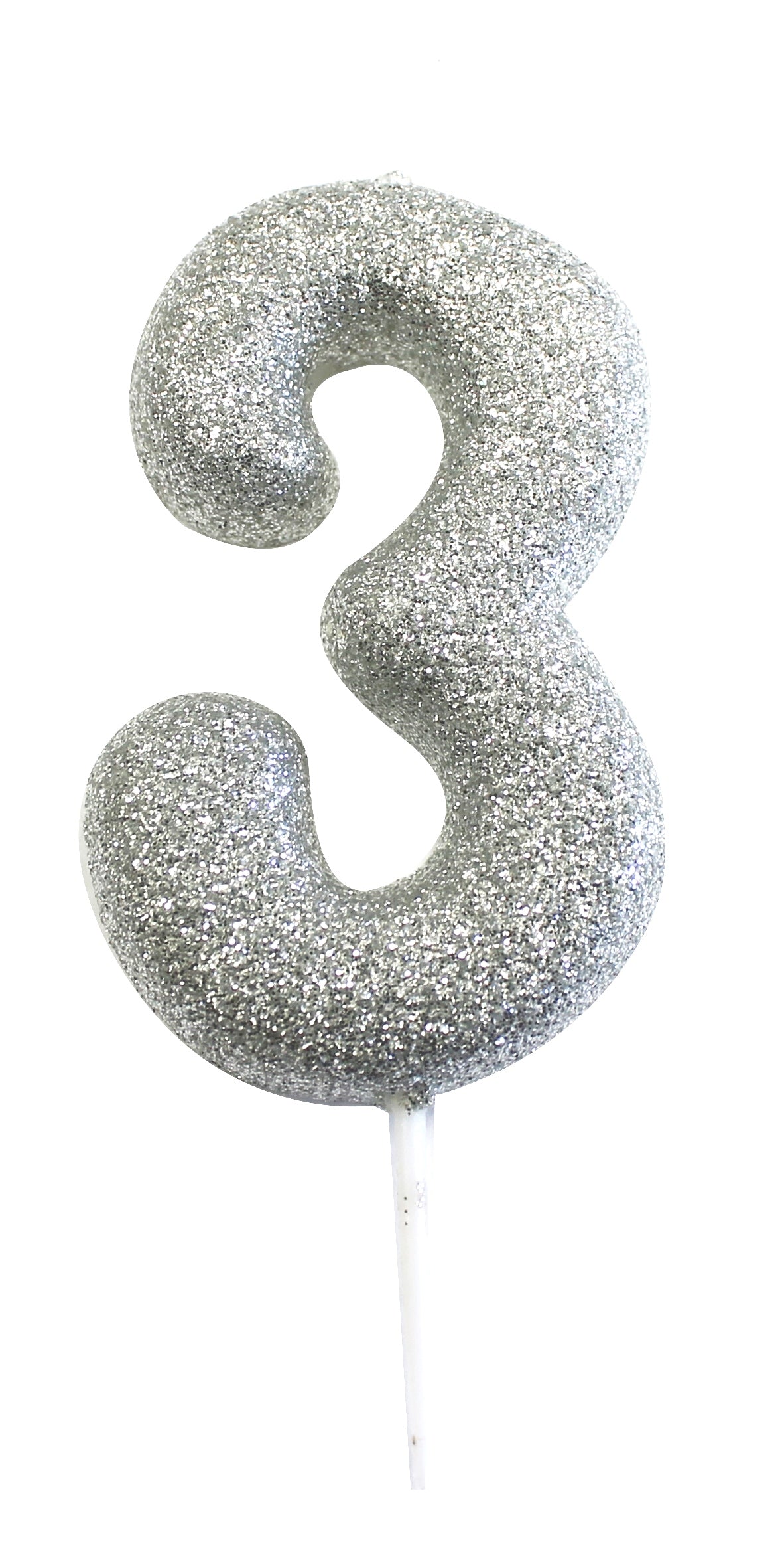 Silver Moulded Number Candle 0-9